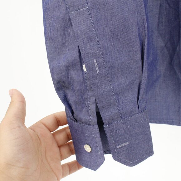 Teddy Stratford Shirt Mens 2 Blue Button Up Hidden Zipper Long Sleeve Preppy - Picture 5 of 12